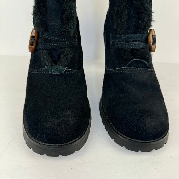 COLIN STUART | Black Suede Faux Fur Heel Ankle Boots | Women's 8.5 - Picture 9 of 12